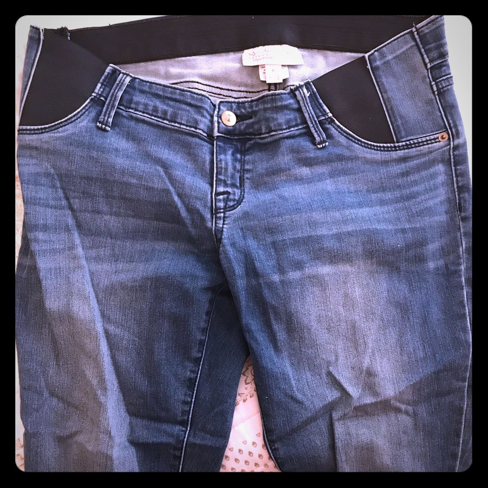 Medium wash maternity jeans